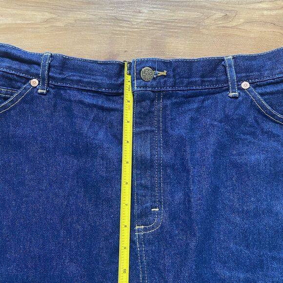 VTG LEE Jean Skirt 90s Women Size 18 Denim Midi Modest USA Pockets Retro Prairie - Picture 9 of 16